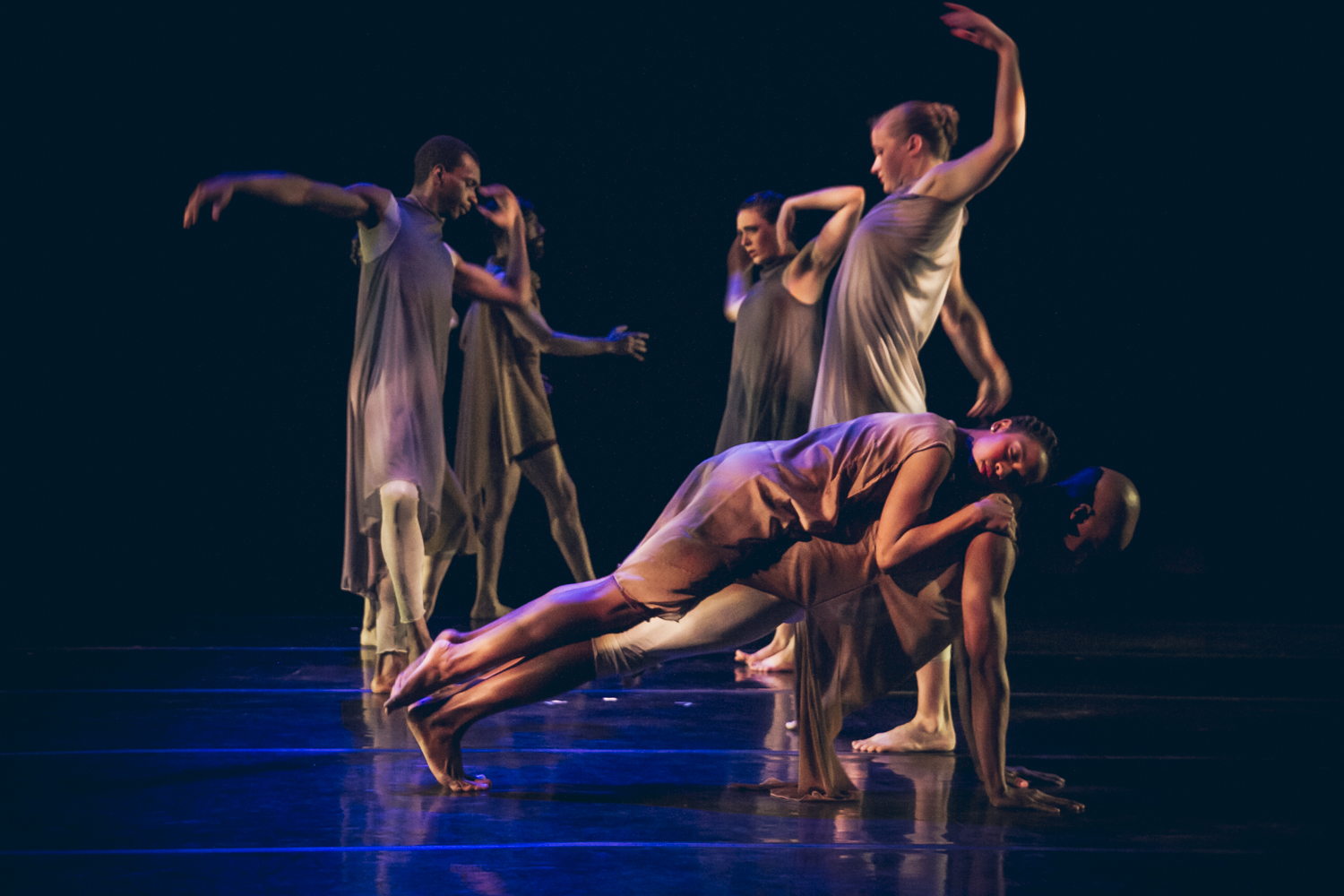 Winifred Haun & Dancers in "Your nearest exit may be behind you" by Winifred Haun. Photo credit: Matthew Gregory Hollis, lighting by Julie Ballard